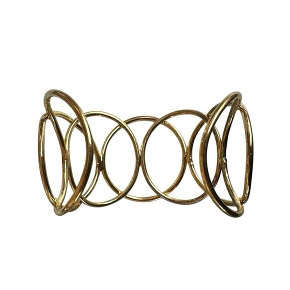 Gold-Tone Open Circle Openwork Cuff Bracelet - Picture 6 of 9